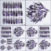 Charms Jewelry Findings & Components Natural Stone Amethyst Hexagonal Healing Reiki Point Pendants For Making Diy Necklace Earrings Drop Del