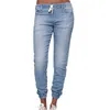 Kvinnor Sommar Höst Skinny Middle Waist Ladies Lantern Jeans Fashion Casual Drawstring 210922