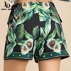 Ld linda della moda designer verão elegante shorts mulheres cintura alta beading floral impressão vintage 210724