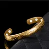 Homod Gold Pattern Magnetic Copper Bangle Bracelet Healing Bio Therapy Arthritis Pain Relief Jewelry Q0719