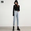 LY VAREY LIN Spring Summer Women High Waist Light Colour Ankle-length Pants Casual Loose Jeans Harem Lady 210526