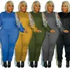 Plus Size Wall Roupas XL-5XL 2 Piece Set Mulheres Tassel Sweatsuits Stretch Solid Jogger Outfit Tracksuit Atacado Drop 211106