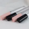 Bottiglie di stoccaggio Barattoli Stampa il tuo logo 10/50 pezzi 4,5 ml Contenitori lucidalabbra trasparenti/smerigliati con coperchio rosa/nero Tubo cosmetico vuoto