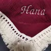 Muslin Swaddle Fringe Cotton Baby Blankets Shower Gift Name Personalized Embroidered Custom Bedding 211105