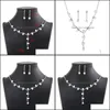 Orecchini Collana Set di gioielli Moda Strass Perle abbinate Set in due pezzi per le donne Squisito matrimonio Aessories Regalo Consegna a goccia 20