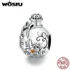 Wostu ing flaska charm 925 sterling silver cz blomma pärlor passar original armband halsband god lycklig juvel; ry cqc1602 q0531