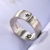 100% Real S925 Sterling Silver Enkel Stilig Borstat Sexpekad Star Justerbar Kvinna Ring