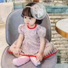 Korean Girls Floral Dresses Baby Puff Leeve Dress Summer Thin Frock Children 1st 2nd first year Birthday Outfit 210615