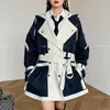 [EWQ] Long Sleeve Jacket Stitching Design Queen Casual Clothing Autumn Coats Korea Overcoat Outerwear Women Fashion 16W395 210922