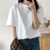 Grundläggande bomull T-shirt Kvinnor Sommar Ny Oversized Solid Tees 7 Färg Casual Loose Tshirt Korean O Neck Female Tops 210426