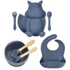 Copos, Pratos Utensílios 7pcs Bebê Grátis BPA Prato antiderrapante Conjunto com Sucker Cor Sólida Impermeável Portátil Alimentando Forquilha Colher Kids Food Tab