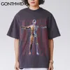 Koszulki Streetwear Hip Hop Human Body Drukuj Punk Rock Gothic Tees Koszulki Harajuku Moda Krótki Rękaw TShirts Topy 210602