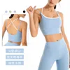 Tunn axelbälte Yoga Outfits Tankar Camis Sport Underkläder Kvinnors Shocksäker samlad Vacker Back Yoga Suspender Vest Running Fitness Bra
