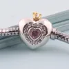 ZMZY Fit braccialetto catena pandora 925 ciondoli in argento sterling perline cuore principessa rosa con perline corona di cristallo CZ fai da te per ragazza Q0531