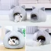 Enclosed Deep sleep comfort in winter cat bed little mat basket for cat's house products pets tent cozy cave beds Indoor 210722