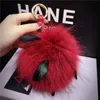 Keychains Big Fluffy Genuine Fur Pom Poms Handmade Leather Strap Bag Charm Keychain Pompom Key Chain Holder Ring Luxury Gift F276