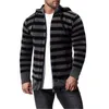 Męskie Stripe Knitting Swetry Moda Trend Z Długim Rękawem Cardigan Zipper Swetry Z Kapturem Płaszcze Męskie Wiosna Nowy Luźny Casual Sweter Sweter