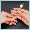 Pennor Kontorskolan Industriell Creative Big Pearl Head Metal Ballpeet Pen med Crystal Diamond Crown Student Stationery Writing Su