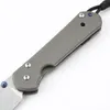 21st 포켓 접이식 나이프 D2 Tanto Point Stone Wash Blade CNC TC4 티타늄 합금 핸들 가죽 칼집