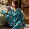 Neue Faul Pyjamas Stil Mädchen 2021 Herbst Winter Volle Baumwolle Langarm Frauen Nachtwäsche Lange Hose