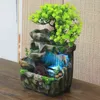 Bureau d'intérieur Feng Shui Rockery Fontaine Décor Salon Ornement de cascade d'eau qui coule avec changement de lumière LED 7 couleurs 211108