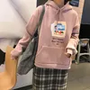 Felpe con cappuccio da donna Felpe Autunno 2021 Felpa invernale Harajuku Personalità della moda coreana Stampa Cartoon Snack Marmellata di cioccolato Rosa Overs