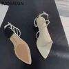 SUOJIALUN 2021 Summer Casual Women Sandal Shoes Flat Heel Pointed Toe Slides Ladies Narrow Band Slip On Open Toe Rome Sandals K78