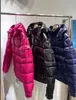 Hommes/femmes Doule fermeture éclair conception à capuche vers le bas manteau épais WarmJacket imperméable Parkas noir/blanc/violet couleur