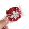 Fleurs Couronnes Fournitures De Fête De Fête Maison Jardin Mariage Poignet Fleur Rose Ruban De Soie Mariée Cor Main Bracelet Décoratif Bracelet Mariée