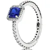 Стерлинговое серебро 925 синий CZ Столбы вечное Elegance Ring Fit Pandora Charm Jourtry Overagement Свадебные любовники Модное кольцо для женщин
