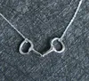 fashion European plain silver jewelry 925 sterling silver horse Snaffle Bit Necklace3918162