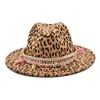 Nuevo sombrero de fieltro de moda para mujer, sombreros de Jazz de ala ancha con estampado de leopardo, sombreros de Jazz Unisex de lana Vintage para caballero, elegante viaje al aire libre