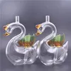 Dessin animé cygne animal narguilés 10mm femelle Mini verre huile plates-formes Bongs conduites d'eau avec bol d'huile de 10mm et paille de silicone