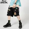 Мужчины Hip Hop Cargo Shorts Streetwear Fire Flame Graffiti Harajuku Jogger Хлопок Летняя трек Короткие карманы Свободные 210713