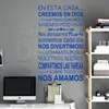 Art nouveau design décor à la maison vinyle pas cher espagnol règles de la maison mots autocollant mural coloré maison décoration famille citation chambre stickers T200827