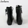 Sorbern Custom Boots Женская обувь Низкая каблука стиль унисекс Большой размер US5-17 Широкие лодыжки высокие сапоги