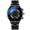 Relógios de pulso Blue Ray Quartz Relógio Genebra Mens Relógios Masculino Top Watch para Homens Aço Inoxidável Pulso Reloj Hombre272A