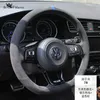Dla Volkswagen Golf 7R-Line DIY Niestandardowy zamszowy Skórzany Kierownica Pokrywa Koła samochodowa Akcesoria