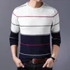 Nya Mäns Höst Vinter Pullover Ull Slim Fit Stickad Varm Tröja Striped Man Brand Kläder Casual Pull Homme Plus Storlek XXXL