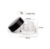 500 x 3G Traval Маленький крем составляют стеклянную банку с черными крышками Белая PE PAD 3CC 1/10 унция косметическое стекло