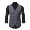 Men's Vests Blue Man's Solid Steampunk Singal-breasted Waistcoat Slim Fit Groomsmen Costumes Wedding Groom Suit Business Vest