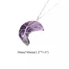 Tree of life Crescent Moon Shape Pendant Silvertone Wire Wrap Natural Gemstones Healing Crystal stone Reiki Women Necklace