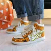 Mens Casual Shoes Yellow Anime Demon Slayer Fashion Couple Hip Hop Sneakers Designer Streetwear 0127