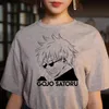 남성용 티셔츠 Jujutsu Kaisen Print T 셔츠 남성 힙합 캐주얼 티셔츠 하라주쿠 카와이 만화 티셔츠 Satoru Gojo 그래픽 티셔츠 유니섹스 탑스