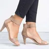 Sandales femmes bout ouvert chaussures d'été talons hauts femme talon mince daim sandale de mariage dames 2023 Sandalias Mujer