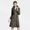 Dames Trench Coats Women's 2022 Autumn Winter Fashion Women Wind Breaker Long Slim Out -wear Black Coat voor met riem hoge kwaliteit