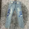 Real Pics Heavy Brodery Washed Jeans Herr Dam Patchwork Streetwear Oversize jeansbyxor