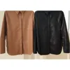 Tre färg nya kvinnor casual läder kappa skjorta jacka damer outwear topp kvinnliga kläder t200811