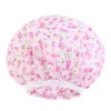 New Waterproof Shower Cap Printed Polka Dots With Lace Bath Hat For Women Reusable Hair Cover Salon Spa Bathroom Products