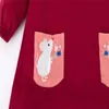 Metri di salto Baby Embroidery Mouses Autunno Inverno Ragazze Abiti Colletto di velluto a coste Principessa Abito a maniche lunghe Vestiti per bambini 210529